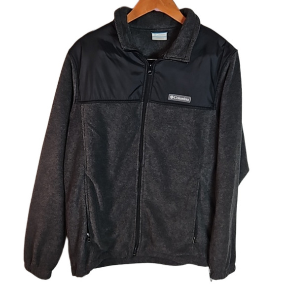 Men's Columbia Ultra Soft Fleece Zipper Jackets Gray/ black Size Medium - Picture 1 of 10